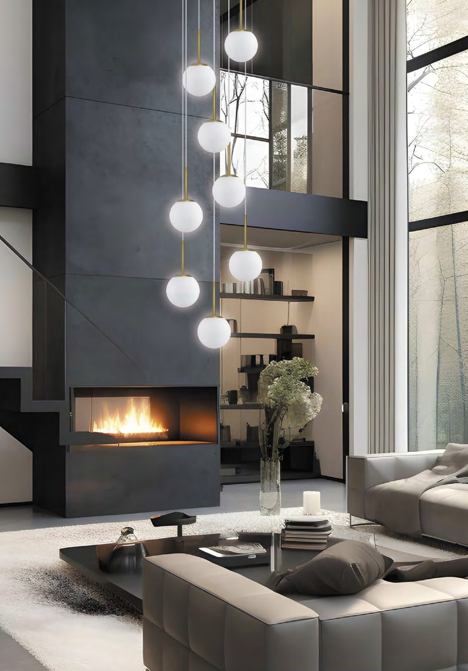 lampara de cascada en salon