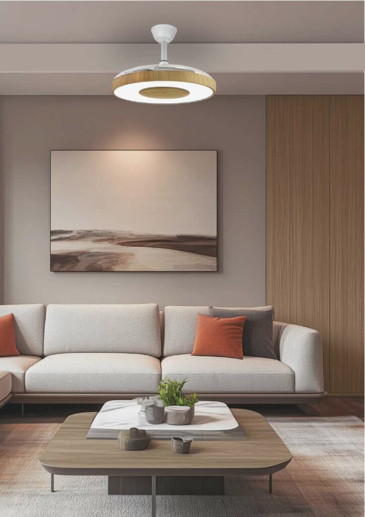 ventilador con palas retractil con madera