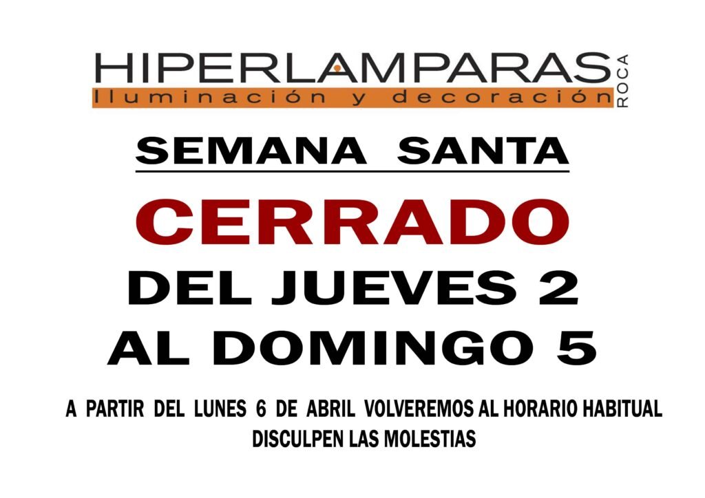 horario semana santa 2026 hiperlamparas roca